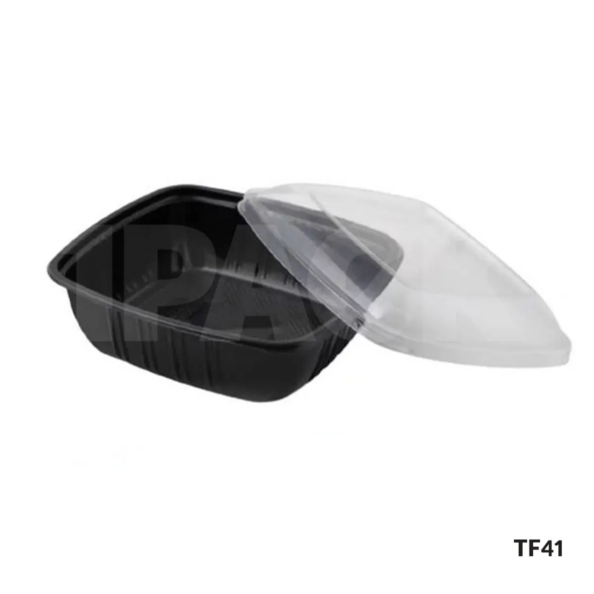 ظرف ترموفرمینگ ماکروویوی مربع مشکی با درب مدل 41 ( M400 ) (200 عددی)