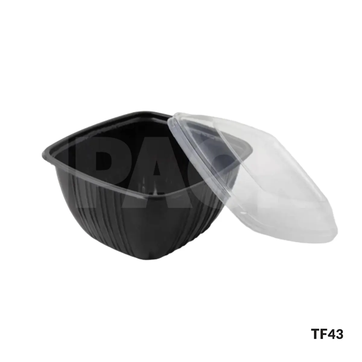 ظرف سالاد ماکروویوی مشکی مربع بلند مدل 43  ( M800 ) بادرب شفاف (200عددی)