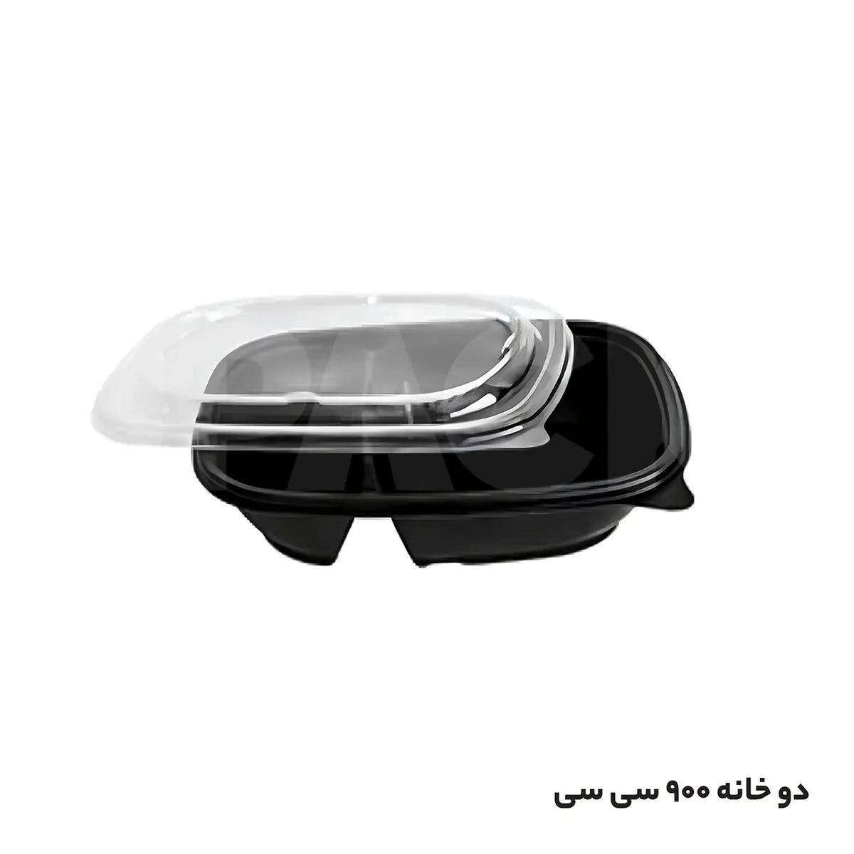 ظرف یکبارمصرف ماکروویوی مشکی پلی پرو دوخانه 900 با درب