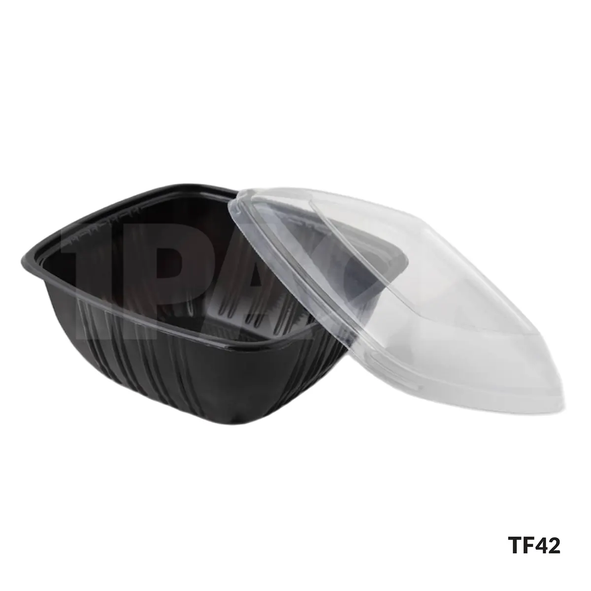 ظرف ماکروویوی ترموفرمینگ مشکی چهارگوش با درب کد 42 ( M600 )(200 عددی)